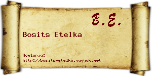 Bosits Etelka névjegykártya